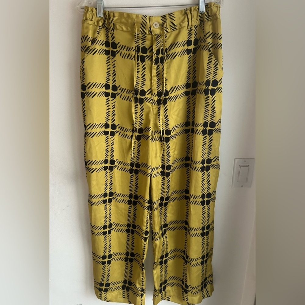 Marni and Uniqlo Drape Relaxed Wide Straight Pants yellow and black size large